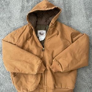 Walls Outdoor Work Wear Carhartt Style 2XL Tan Brown Jacket w/ Hood